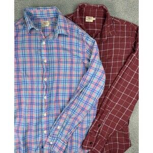 Faherty Lot of 2 Shirt Mens M Button Down Plaid Long Sleeve Cotton Casual Pocket